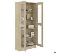 Cabinet de salon Brun - LEMON® Armoire vitrine - Chêne sonoma - 82,5x30,5x185cm - stockage livres - Bois ingénierie 389 - Soldes