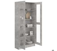 Cabinet de salon Gris - LEMON® Armoire à vitrine - gris béton - 82,5x30,5x185,5cm - stockage livres - Bois ingénierie 499 - Soldes