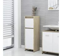 Cabinet de toilette Blanc et Chêne Sonoma 11.8 "x11.8 "x37.4" Chipboard