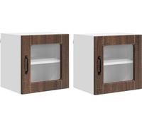 Cabinet en verre mural PORTO 2 pcs Chêne brun 40 x 31 x 40 cm