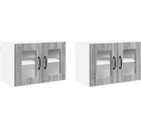 Cabinet en verre mural PORTO 2 pcs Gris Sonoma 60 x 31 x 40 cm