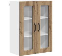 Cabinet en verre mural PORTO Chêne artisanal 60 x 31 x 80 cm