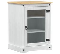 Cabinet hifi - vidaXL - pin massif - blanc - 60 x 50 x 82 cm - 1 porte 5173256