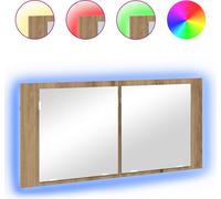 Cabinet Miroir LED avec porte Chêne artisanal 100 x 12 x 45 cm