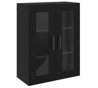 Cabinet mural moderne - vidaXL - Chêne Noir - 69,5x34x90 cm - Bois d'ingénierie - Portes en verre - Monté au mur