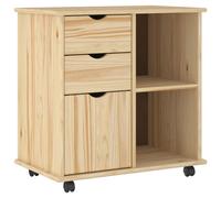 Cabinet roulant Marron 63,5 x 39 x 65,5 cm Bois de Pin Massif