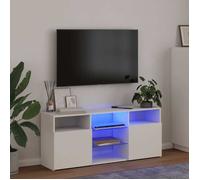 Cabinet TV à LED - 1 PC - vidaXL - Meuble TV pour Télévision - bois d'ingénierie et verre trempé - blanc - 120 x 30 x 50 cm@jpl82i
