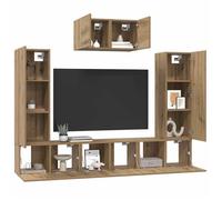 Cabinet TV - Marron - SWEETY®Set de Meubles TV Modernes mural - Armoire télé - 7 pcs - Chêne artisanal - bois d'ingénierie,4353736