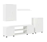 Cabinet TV rustique - PARAJ - Ensemble meuble TV/HIFI - Montage mural 4 pcs - pour chambre/salon - Blanc - Bois d'ingénierie8839637
