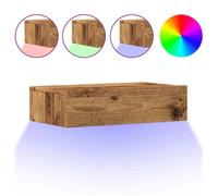 Cabinet TV rustique - PARAJ - Meuble TV/HIFI - avec éclairage LED - pour chambre/salon - vieux bois 60x35x15,5cm6640574