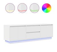 Cabinet TV rustique - PARAJ - Meuble TV/HIFI - avec lumières LED - pour chambre/salon - blanc 160,5x41x50cm9733696