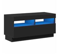 Cabinet TV rustique - PARAJ - Meuble TV/HIFI - avec lumières LED - pour chambre/salon - noir 80x35x40cm5252359