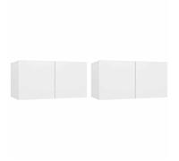 Cabinet TV rustique - PARAJ - Meubles TV/HIFI - suspendus 2 pcs - pour chambre/salon - Blanc 60x30x30cm6662234