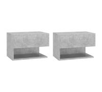 Cabinets de Nuit Muraux Gain de Place Gris Béton 2 pcs Bois Composé
