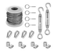 Cable Acier Câble Métallique Suspendu 1 Ensemble 15/30 M, Kit Multifonctionnel, Cordon De Tente En Acier Inoxydable, Corde À Linge, Cordes Garde-corps D'extérieur(15m)