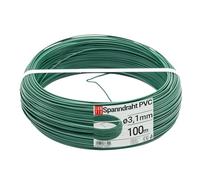 Câble acier galvanisé Ø3,1mm, 100m, vert, revêtement PVC, fil tension pour clôture jardin, grillage, treillis plante grimpante, tendeur, corde à linge extérieur, montage robuste