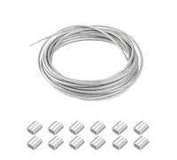 Câble Acier Inoxydable Set 7x7, 20m x 3mm Câble Acier Gainé PVC, Câble Sécurité Acier Inox, Fil Acier Inoxydable, Câble Métallique, Kit Câble, avec 12 Douilles Aluminum Double Trou 3mm