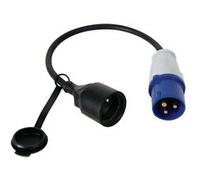 Perel Câble adaptateur, H07RN-F 3G2.5, 0.4 m, 16 A/230 V, 3680 W, CEE vers type E, usage intérieur et extérieur, caoutchouc, bleu