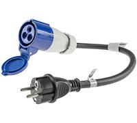 Câble adaptateur CEE 35 m - Prise mâle vers prise de terre - Protection IP44 contre les projections d'eau - 230 V/16 A - 3 broches - Pour camping, bateau, camping-car, caravane