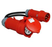 Câble adaptateur CEE, de 16 ampères à 32 ampères, longueur 80 cm, couleur rouge