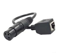 Câble adaptateur XLR vers RJ45 27 cm DMX512 convertisseur de signal pour éclairage de scène et audio - Cuivre sans oxygène PVC noir (tête femelle)