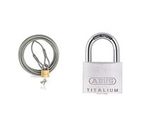 Câble Antivol pour Gastronomie et Meubles de Jardin Dolezych, Longueur 10 m & ABUS H19 56198 Cadenas xtérieur Titalium 64TI/45