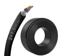 Câble blindé 2 conducteurs 5 mètres 2 x 1,0 mm², câble de blindage EMI/RFI certifié CE pour automobile, haut-parleur, imprimante 3D, broche VFD CNC, moteur pas à pas, transmission de signal, etc