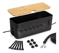 Cable Box ¿ Cable Storage Box Kit ¿ Power Strip Cover ¿ Storage Box for Charger and Power Strip Cables ¿ 34 x 14 x 12 cm ¿ Black