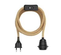 Câble chanvre / câble textile LEKA prise interrupteur beige 4,5 m douille 1x