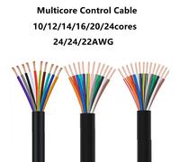 Câble conducteur en cuivre pur gainé de PVC, fil de signal, fil de commande flexible, 2 mètres, 10, 12, 14, 16, 20/24 conducteurs, 26, 24, 22AWG 10cores 26AWG 0.12MM
