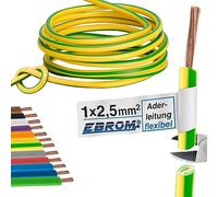 Câble conducteur flexible unique - Gaine PVC H07V-K 2,5 mm² - Vert jaune - Longueurs 5-10 m