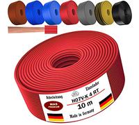Câble conducteur H07 V-K - 1 x 4 mm² - Noir, marron, bleu foncé, jaune, gris, bleu clair ou rouge - Flexible - 5 m, 10 m, 20 m, 25 m, 30 m, 40 m, 50 m à 100 m (rouge, 10 m)