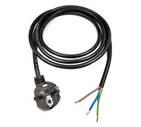 Câble d'alimentation avec Embouts, 230V, 16A, 5 Mètres, Noir | Fiche 230V, IP20, Câble de Raccordement avec Fiche, Contact de Protection