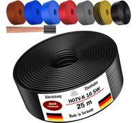 Câble d'alimentation de 25 mètres, type H07 V-K SW, 1 x 16 mm², noir, monoconducteur, flexible