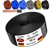 Câble d'alimentation de 30 mètres, type H07 V-K SW, section 1x6 mm², noir, monoconducteur, flexible