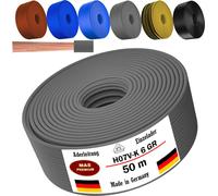 Câble d'alimentation de 50 mètres, type H07 V-K, couleur grise, 1 x 6 mm², monoconducteur, flexible