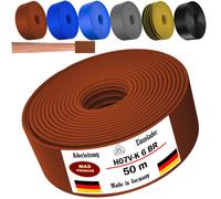 Câble d'alimentation de 50 mètres, type H07 V-K, couleur marron, section 1x6 mm², monoconducteur, flexible