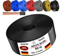 Câble d'alimentation de 50 mètres, type H07 V-K SW, 1x16 mm², noir, monoconducteur, flexible
