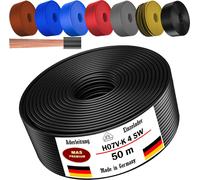 Câble d'alimentation de 50 mètres, type H07 V-K SW, section 1x4 mm², noir, monoconducteur, flexible