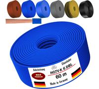 Câble d'alimentation de 60 mètres, type H07 V-K DBL, section 1x6 mm², couleur bleu foncé, monoconducteur, flexible
