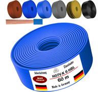 Câble d'alimentation de 60 mètres, type H07 V-K, HBL, 1x6 mm², de couleur bleu clair, monoconducteur, flexible