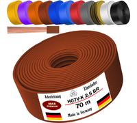 Câble d'alimentation de 70 mètres, type H07 V-K, couleur marron, avec un seul fil de 2,5 mm², flexible