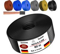 Câble d'alimentation de 80 mètres, type H07 V-K SW, section 1x6 mm², noir, monoconducteur, flexible