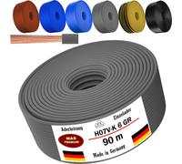 Câble d'alimentation de 90 mètres, type H07 V-K, couleur grise, 1 x 6 mm², monoconducteur, flexible