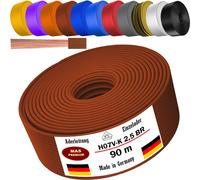 Câble d'alimentation de 90 mètres, type H07 V-K, couleur marron, avec un seul fil de 2,5 mm², flexible