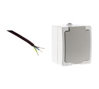 Câble d'alimentation électrique U1000R2V 3G1,5 Noir - 10m - Zenitech & Akya Prise 2P plus T 16A Gris Clair IP54 1 Paquet