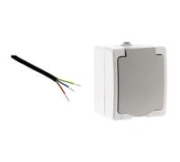 Câble d'alimentation électrique U1000R2V 3G2,5 Noir - 10m - Zenitech & Akya Prise 2P plus T 16A Gris Clair IP54 1 Paquet