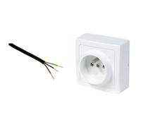 Câble d'alimentation électrique U1000R2V 3G2,5 Noir - 10m - Zenitech & Interrupteur va et vient sans Fil - Prises electriques Standard - Prise extra plate - Prise murale