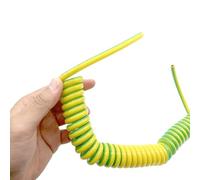 Câble d'alimentation extensible à 1 noyau torsadé AWG 8-18 | Câble spiralé multiconducteur jaune/vert élastique rétractable (11 AWG)
