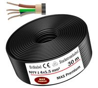 Câble souterrain haute tension de 30 m, type NYY-J, 4 x 1,5 mm²